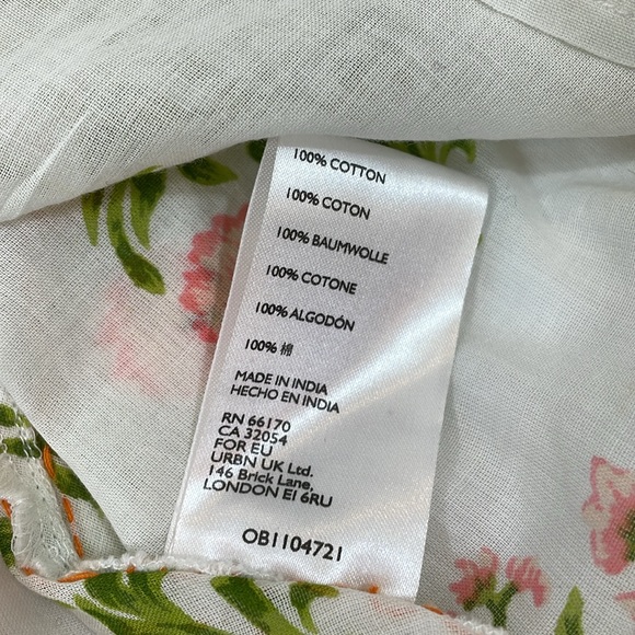 Urban Outfitters Blouse Top XS NWT Floral Boho Print Oversized Pink White - Picture 8 of 9